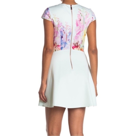 Ted Baker Rivana Fit & Flare Dress Light Blue Hanging Gardens Floral Size 0 US 2 - Picture 4 of 15
